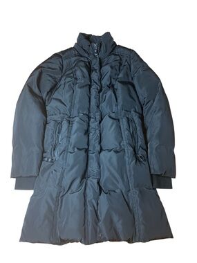 Atelier Noir by Rudsak Long Black Puffer Down Coat - Lamb Leather Trim - Size M